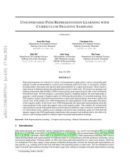 Unsupervised Path Representation Learning with Curriculum Negative
  Sampling