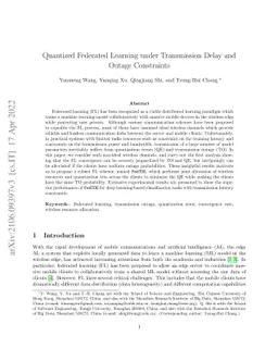 Quantized Federated Learning under Transmission Delay and Outage
  Constraints