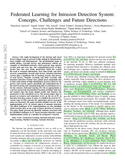 Federated Learning for Intrusion Detection System: Concepts, Challenges
  and Future Directions
