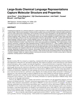Large-Scale Chemical Language Representations Capture Molecular
  Structure and Properties