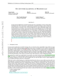 On Anytime Learning at Macroscale