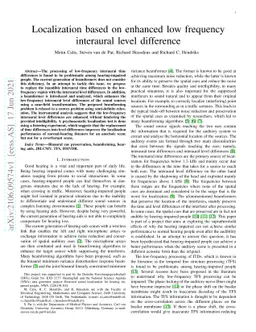 Localization based on enhanced low frequency interaural level difference