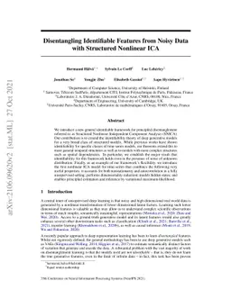 Disentangling Identifiable Features from Noisy Data with Structured
  Nonlinear ICA