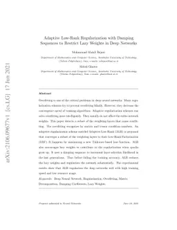 Adaptive Low-Rank Regularization with Damping Sequences to Restrict Lazy
  Weights in Deep Networks