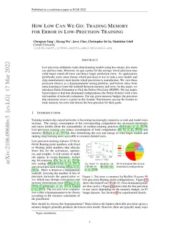 How Low Can We Go: Trading Memory for Error in Low-Precision Training