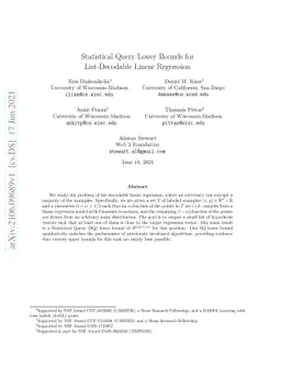 Statistical Query Lower Bounds for List-Decodable Linear Regression