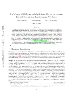 PAC-Bayes, MAC-Bayes and Conditional Mutual Information: Fast rate
  bounds that handle general VC classes