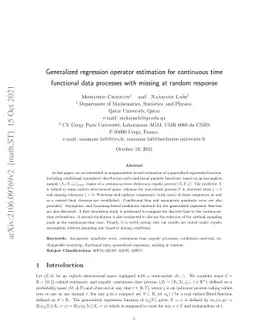 Generalized regression operator estimation for continuous time
  functional data processes with missing at random response