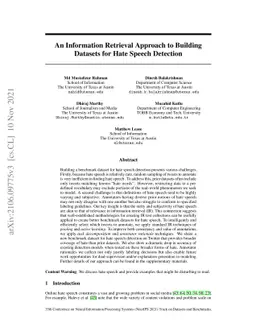 An Information Retrieval Approach to Building Datasets for Hate Speech
  Detection