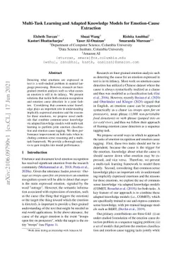 Multi-Task Learning and Adapted Knowledge Models for Emotion-Cause
  Extraction