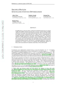 Shuffle Private Stochastic Convex Optimization