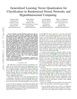 Generalized Learning Vector Quantization for Classification in
  Randomized Neural Networks and Hyperdimensional Computing