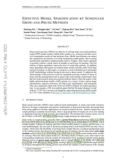 Effective Model Sparsification by Scheduled Grow-and-Prune Methods