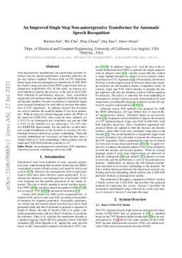 An Improved Single Step Non-autoregressive Transformer for Automatic
  Speech Recognition
