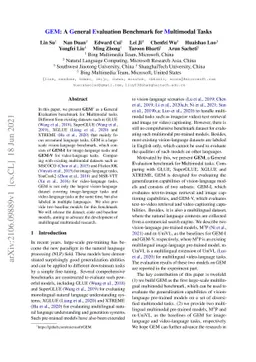 GEM: A General Evaluation Benchmark for Multimodal Tasks