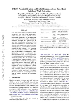 PRGC: Potential Relation and Global Correspondence Based Joint
  Relational Triple Extraction