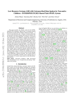 Low Resource German ASR with Untranscribed Data Spoken by Non-native
  Children -- INTERSPEECH 2021 Shared Task SPAPL System