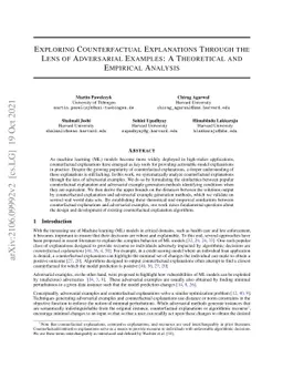 Exploring Counterfactual Explanations Through the Lens of Adversarial
  Examples: A Theoretical and Empirical Analysis
