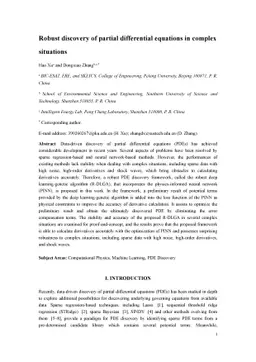 Robust discovery of partial differential equations in complex situations