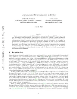 Learning and Generalization in RNNs