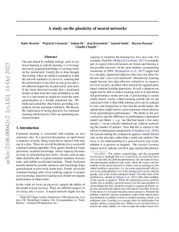 A study on the plasticity of neural networks