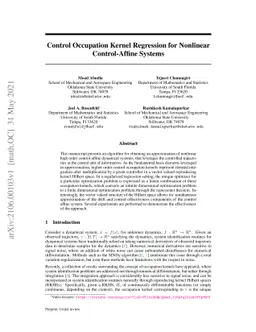 Control Occupation Kernel Regression for Nonlinear Control-Affine Systems