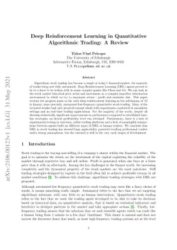 Deep Reinforcement Learning in Quantitative Algorithmic Trading: A
  Review