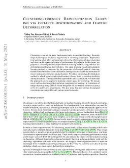 Clustering-friendly Representation Learning via Instance Discrimination
  and Feature Decorrelation