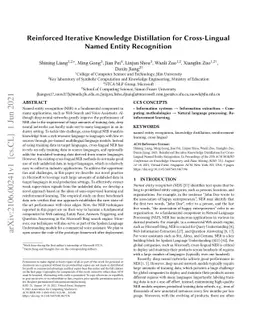 Reinforced Iterative Knowledge Distillation for Cross-Lingual Named
  Entity Recognition