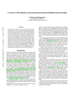 A Coarse to Fine Question Answering System based on Reinforcement
  Learning