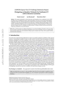 AAPM DL-Sparse-View CT Challenge Submission Report: Designing an
  Iterative Network for Fanbeam-CT with Unknown Geometry