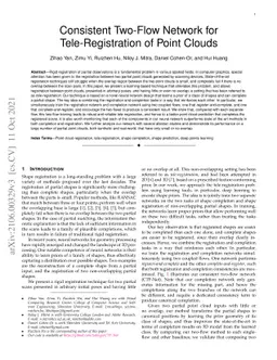 Consistent Two-Flow Network for Tele-Registration of Point Clouds