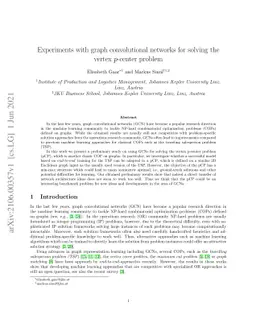 Experiments with graph convolutional networks for solving the vertex
  $p$-center problem