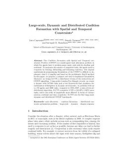 Large-scale, Dynamic and Distributed Coalition Formation with Spatial
  and Temporal Constraints