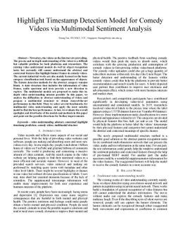 Highlight Timestamp Detection Model for Comedy Videos via Multimodal
  Sentiment Analysis