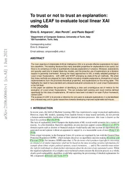 To trust or not to trust an explanation: using LEAF to evaluate local
  linear XAI methods