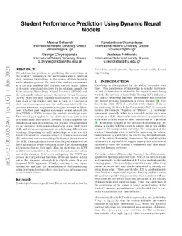 Student Performance Prediction Using Dynamic Neural Models