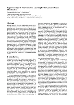 Supervised Speech Representation Learning for Parkinson's Disease
  Classification