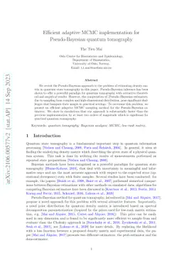 An efficient adaptive MCMC algorithm for Pseudo-Bayesian quantum
  tomography