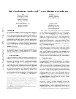 SoK: Oracles from the Ground Truth to Market Manipulation