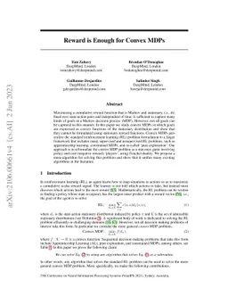 Reward is enough for convex MDPs