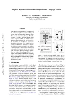 Implicit Representations of Meaning in Neural Language Models