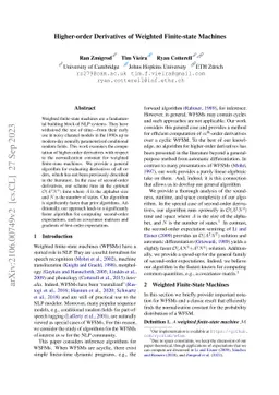 Higher-order Derivatives of Weighted Finite-state Machines