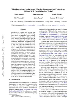 What Ingredients Make for an Effective Crowdsourcing Protocol for
  Difficult NLU Data Collection Tasks?