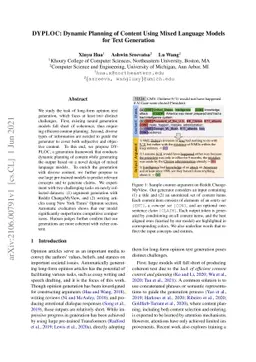 DYPLOC: Dynamic Planning of Content Using Mixed Language Models for Text
  Generation