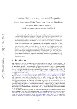 Invariant Policy Learning: A Causal Perspective