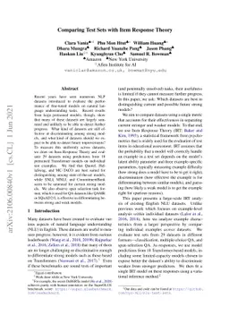 Comparing Test Sets with Item Response Theory