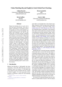 Claim Matching Beyond English to Scale Global Fact-Checking