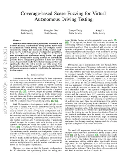 Coverage-based Scene Fuzzing for Virtual Autonomous Driving Testing