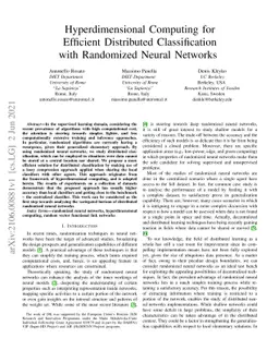 Hyperdimensional Computing for Efficient Distributed Classification with
  Randomized Neural Networks
